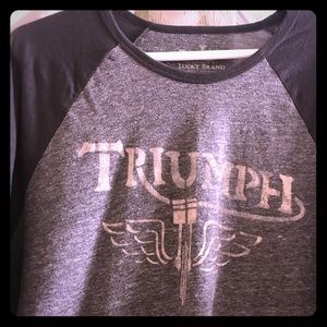 Large Lucky Brand Triumph Baseball Ringer Tee